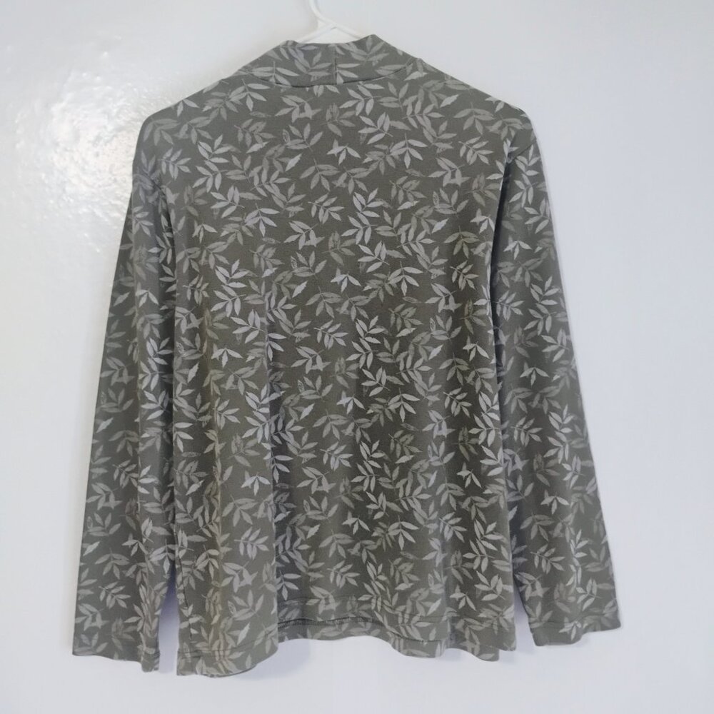 Croft & Barrow Olive Leaf Print Long Sleeve Top Size L - Picture 4 of 4